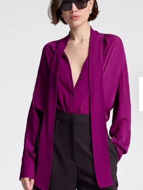ALC Vivi Women's Magenta Tie-Neck Blouse